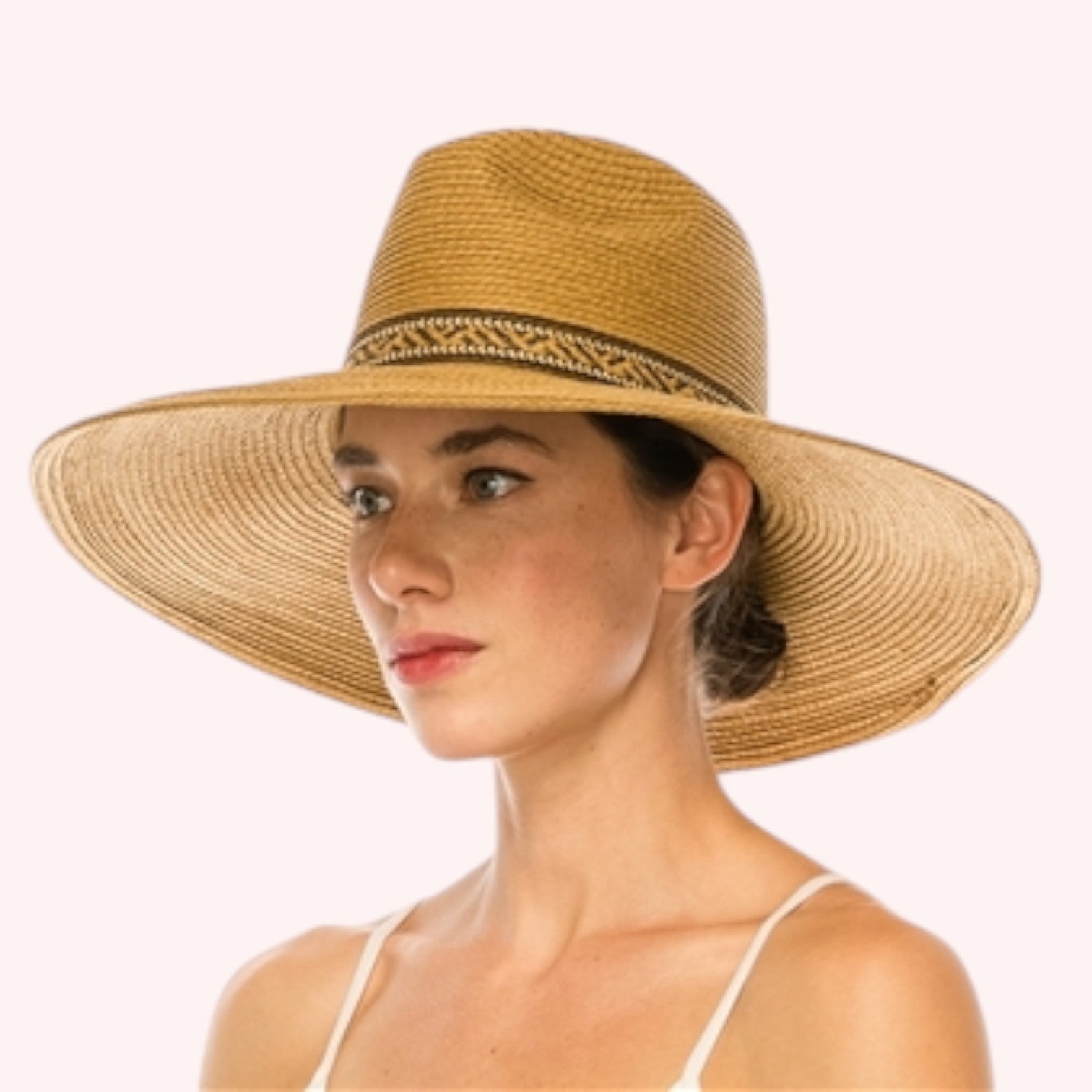 Large Brim Safari Sun Hat - Tribal Band