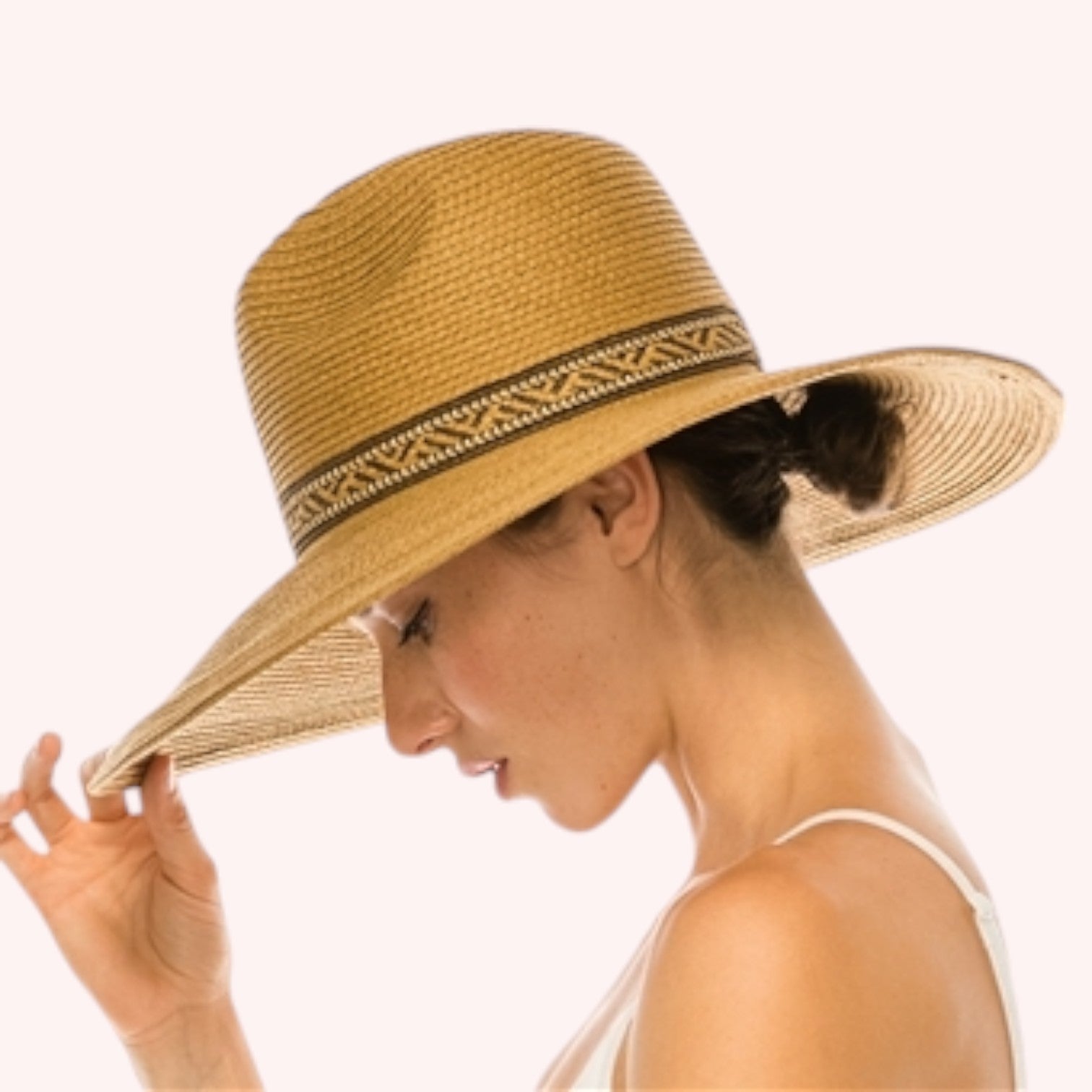 Large Brim Safari Sun Hat - Tribal Band