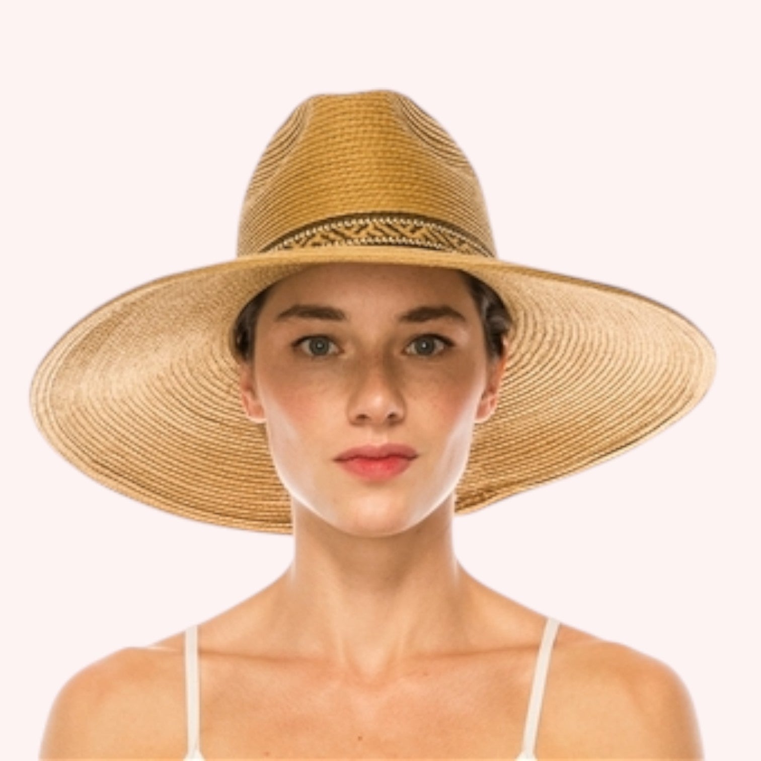 Large Brim Safari Sun Hat - Tribal Band