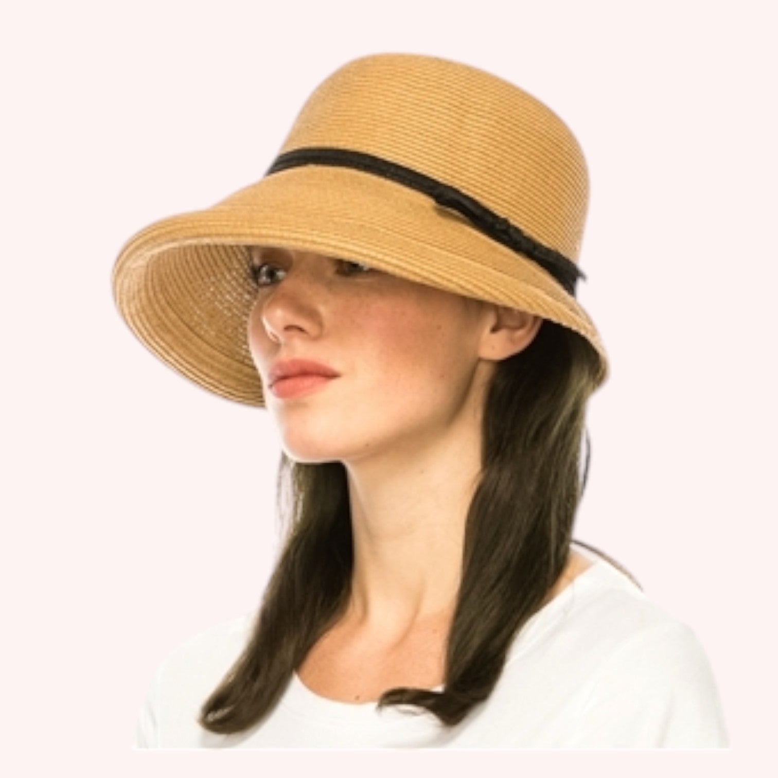 Straw Cloche with Front Brim Curl