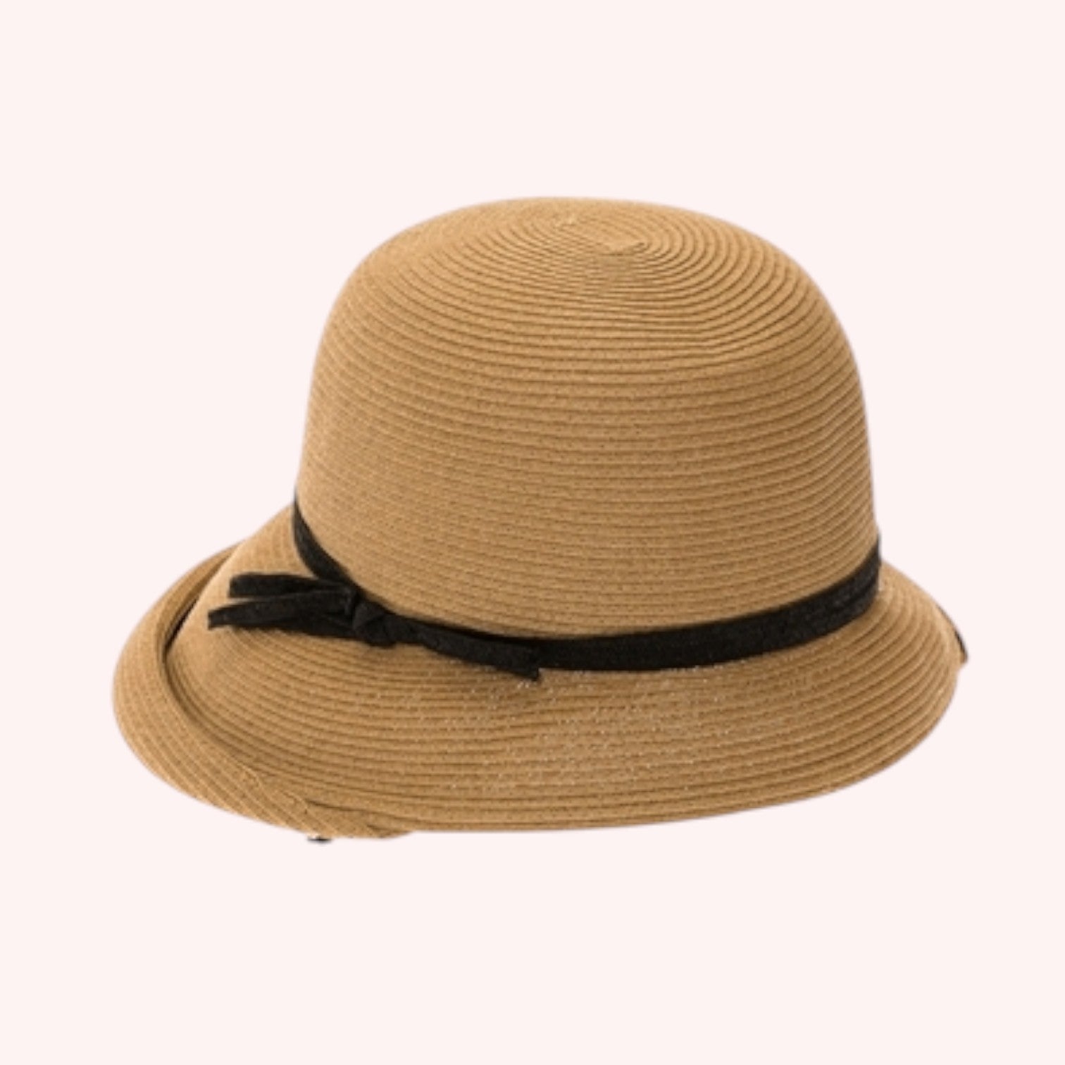 Straw Cloche with Front Brim Curl