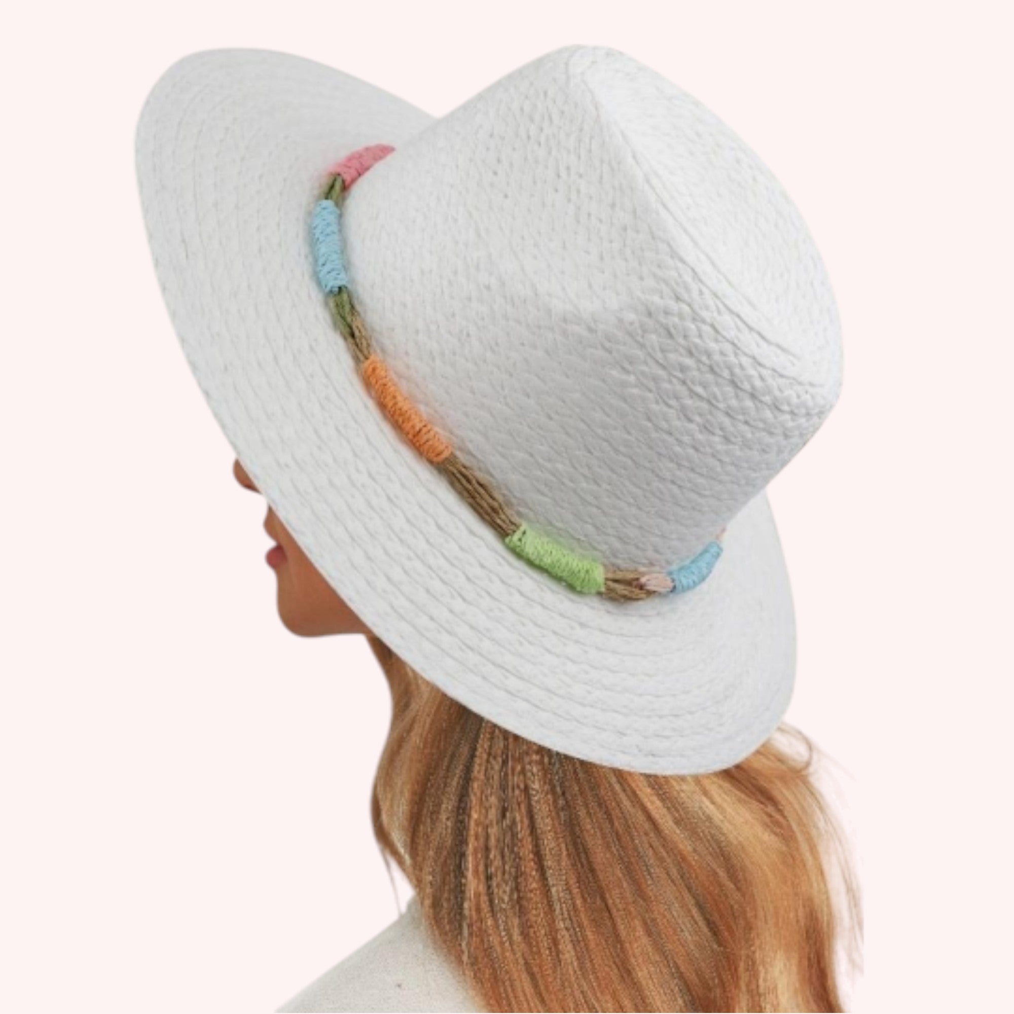 MULTI COLOR STRAW BAND STRAW HAT