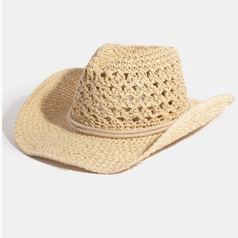 STRAW COWBOY COWGIRL HANDMADE HAT WITH CHIN STRAP