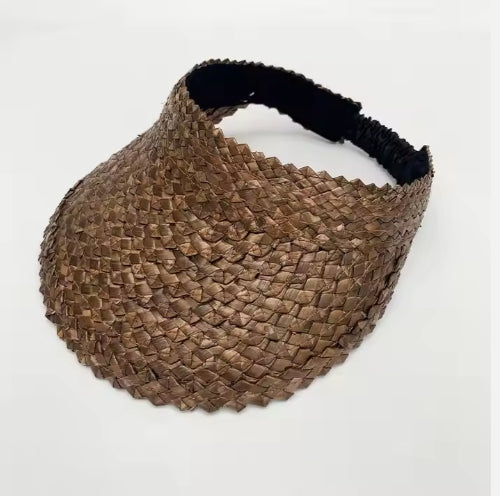 Palm Luxe Straw Visor — Adjustable Braided Sun Shield