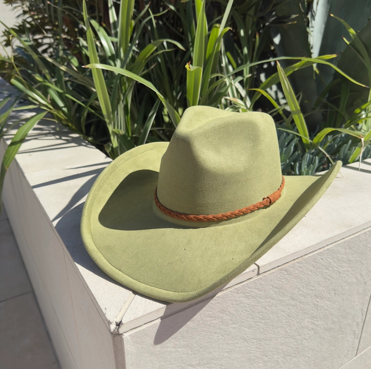 Vegan Suede Cowboy Hat – Braided Band Western