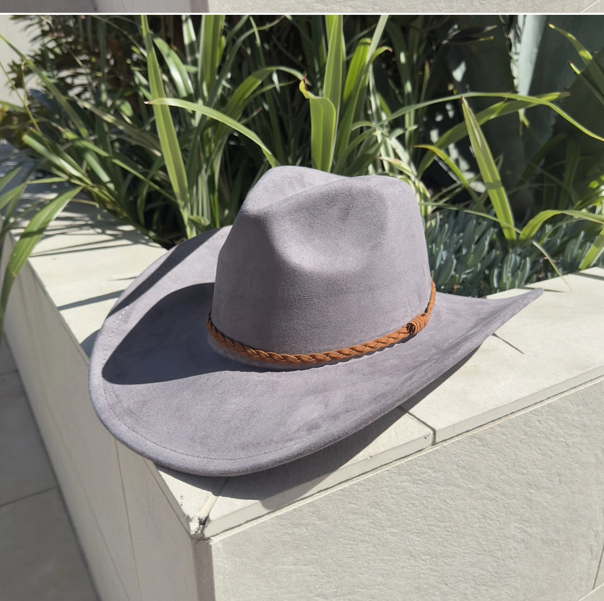 Vegan Suede Cowboy Hat – Braided Band Western