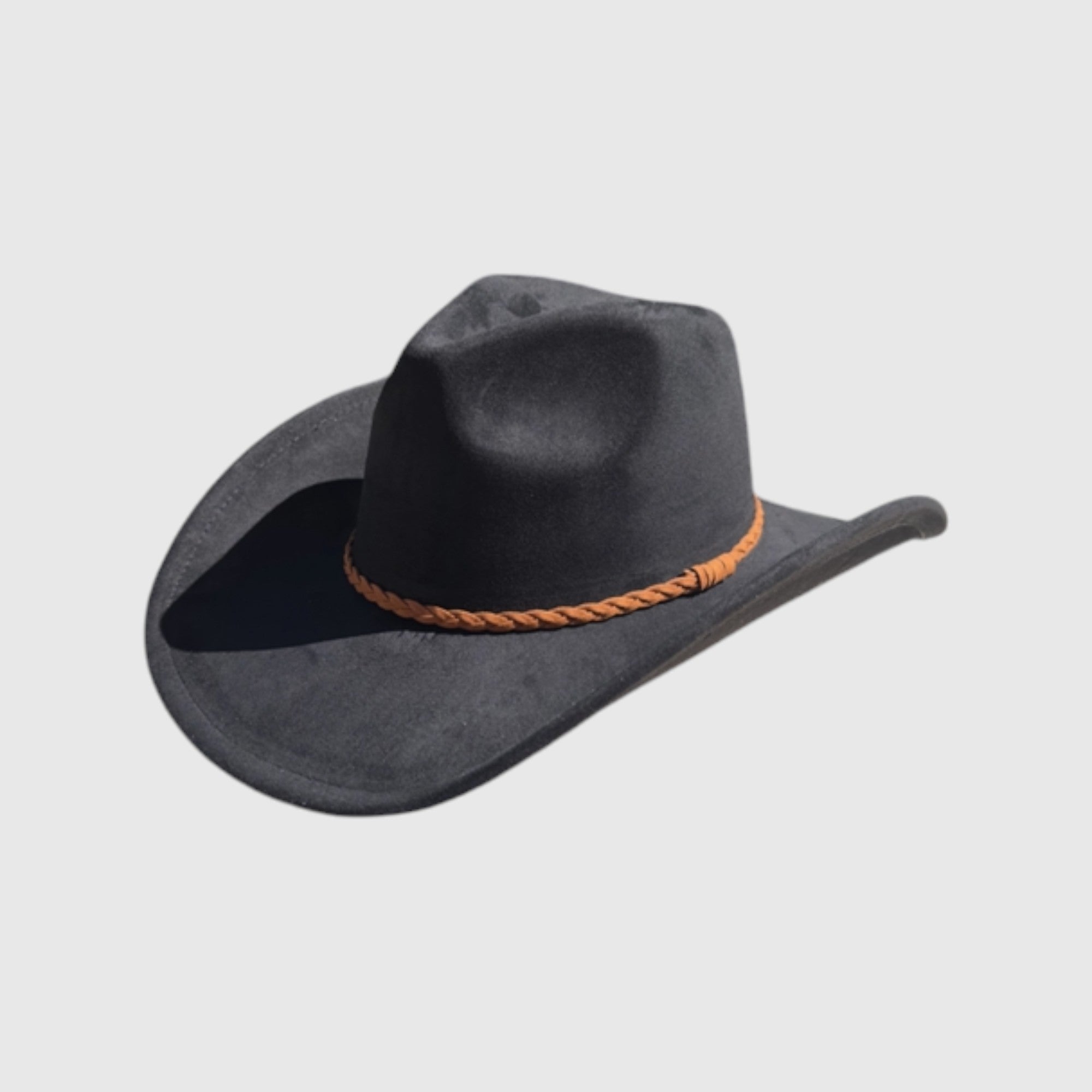 Vegan Suede Cowboy Hat – Braided Band Western