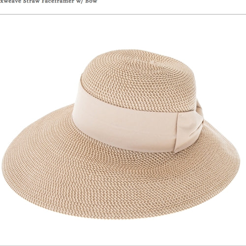 UPF 50+ Packable Straw Sun Hat Wide Brim w/ Bow | Faceframer