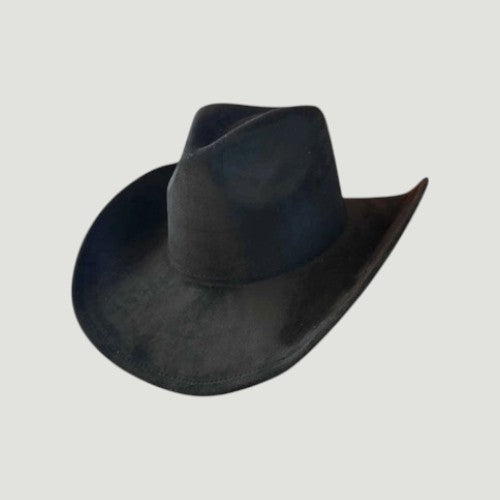 Vegan Suede Western Cowboy Hat with Pinch Front Crown | Boho Festival Statement Hat