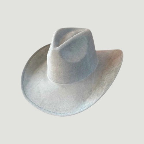 Vegan Suede Western Cowboy Hat with Pinch Front Crown | Boho Festival Statement Hat