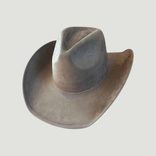 Vegan Suede Western Cowboy Hat with Pinch Front Crown | Boho Festival Statement Hat