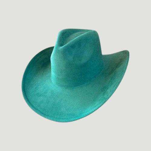 Vegan Suede Western Cowboy Hat with Pinch Front Crown | Boho Festival Statement Hat
