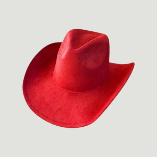 Vegan Suede Western Cowboy Hat with Pinch Front Crown | Boho Festival Statement Hat