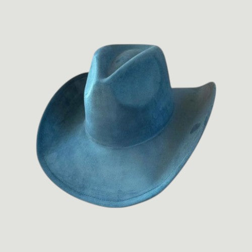 Vegan Suede Western Cowboy Hat with Pinch Front Crown | Boho Festival Statement Hat