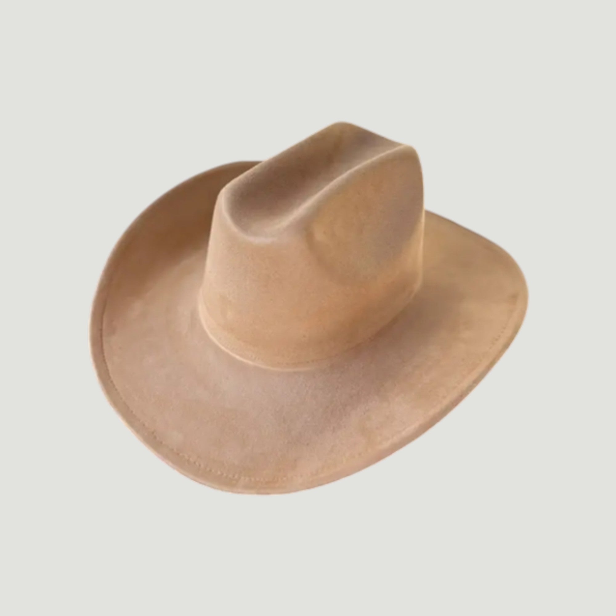 Structured vegan Suede cattleman cowboy hat with shapeable brim. Perfect for western, boho, and festival looks. Adjustable fit