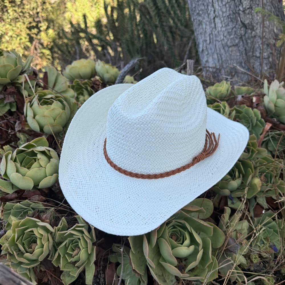 Braided Band Straw Cowboy Hat Natural