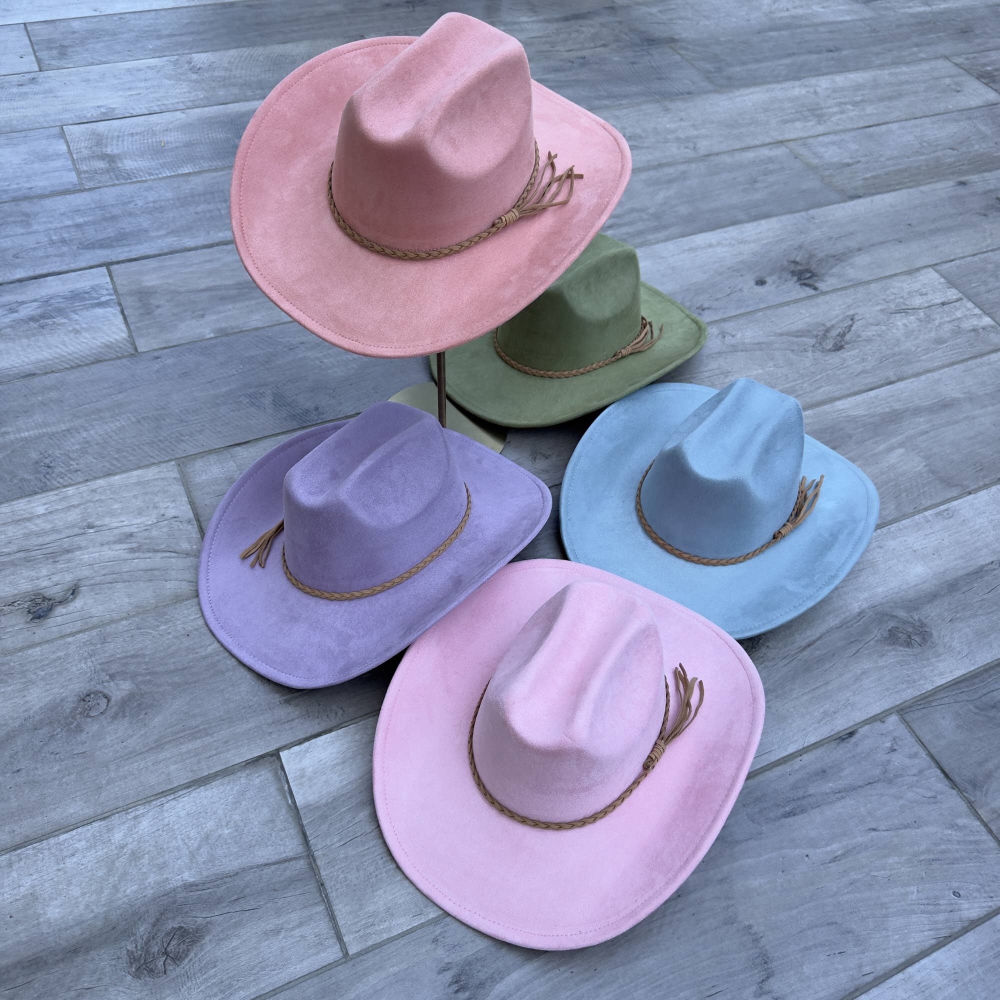 Vegan Suede Cattleman Cowboy Hat with Suede Hat Band
