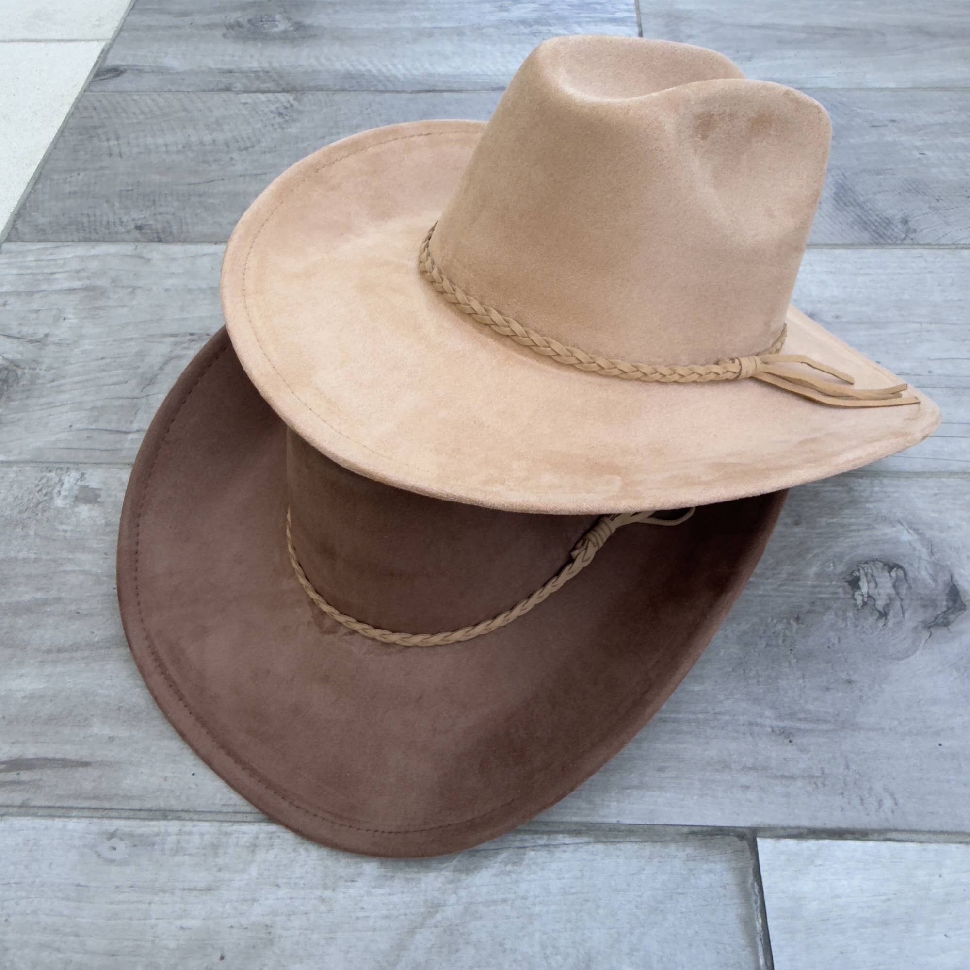 Vegan Suede Cattleman Cowboy Hat with Suede Hat Band