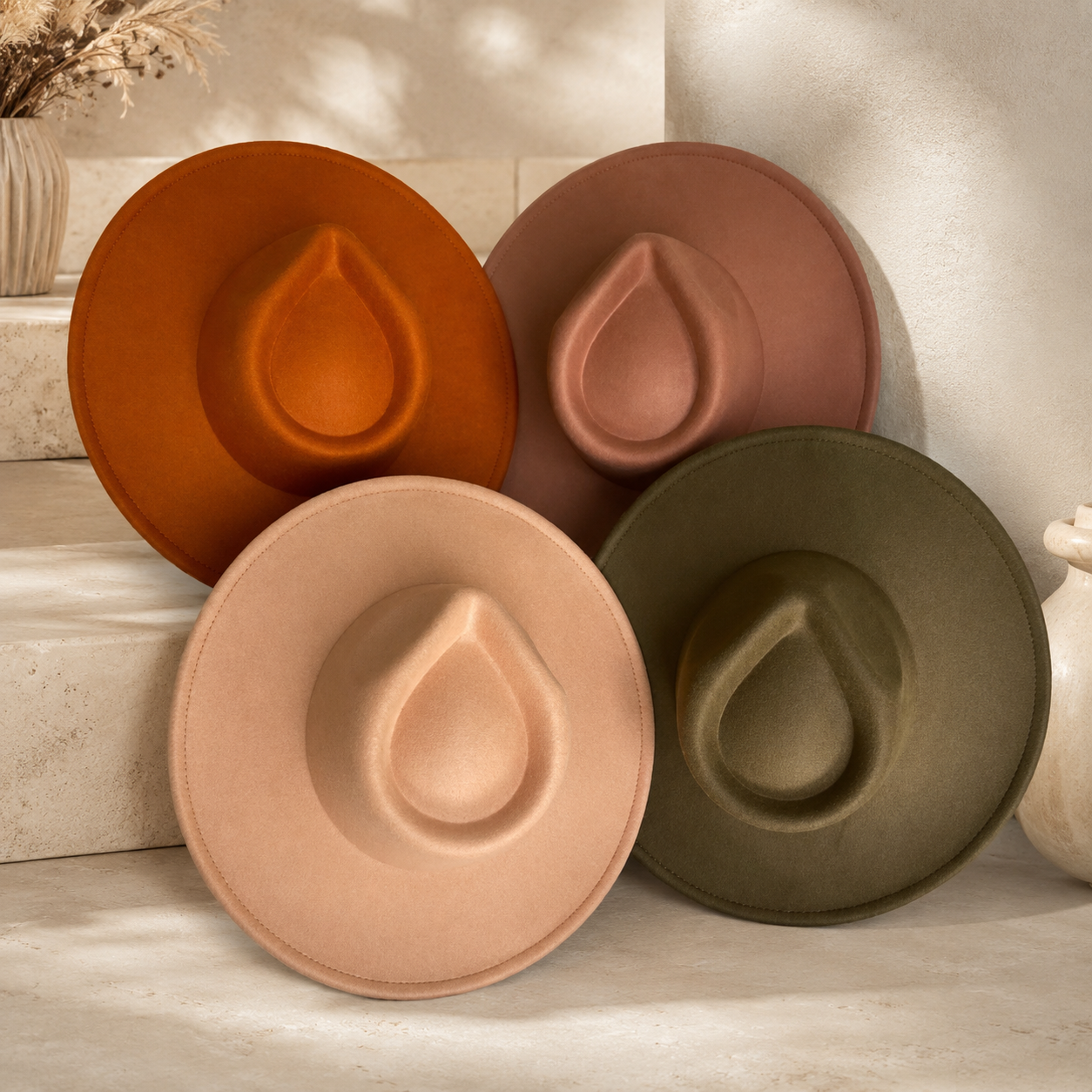 Vegan Felt Wide Brim Rancher Hat in Faux Felt