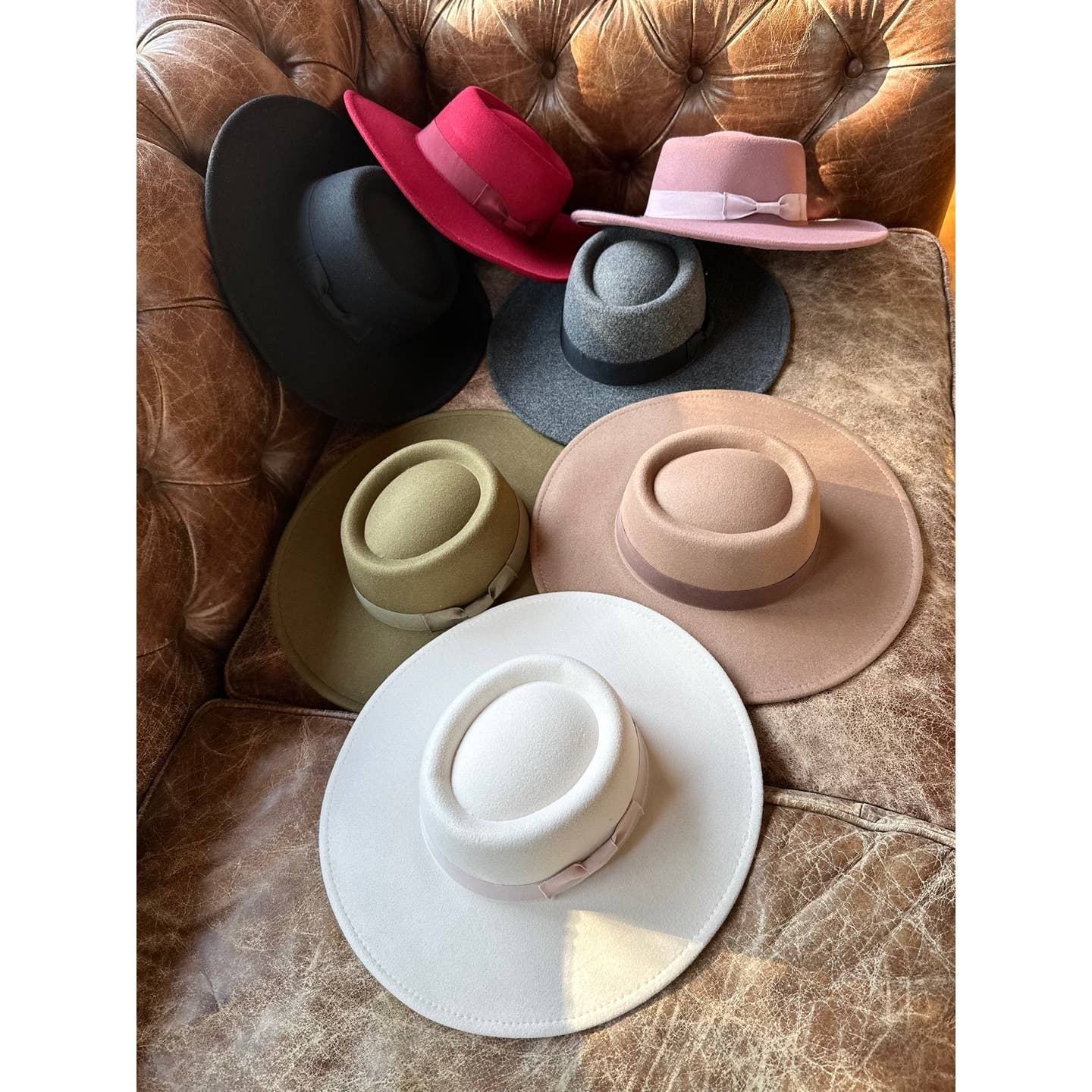 Structured Wide Brim Hat in Faux Felt