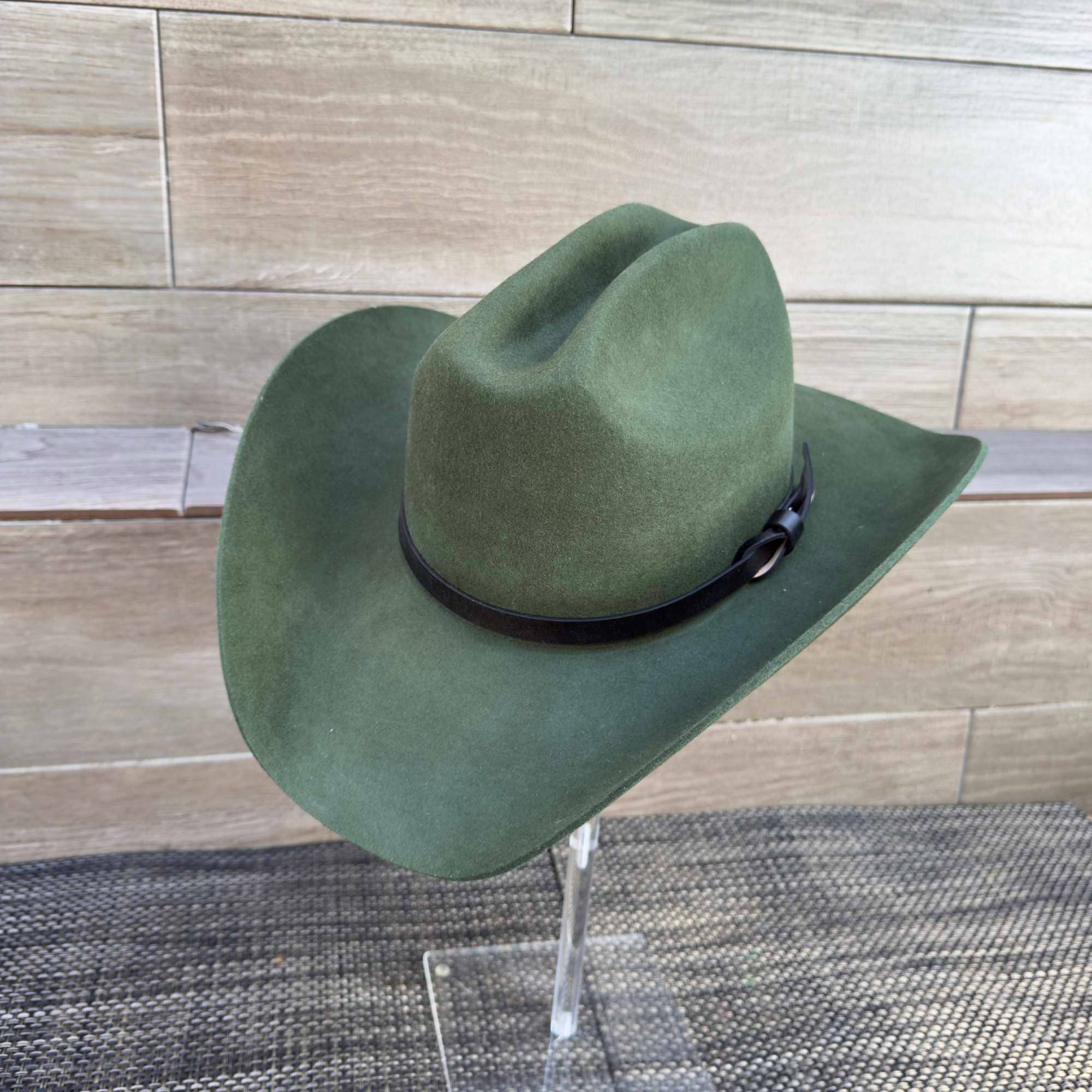 Australian Wool Cattleman Cowboy Hat with Leather Band - Green