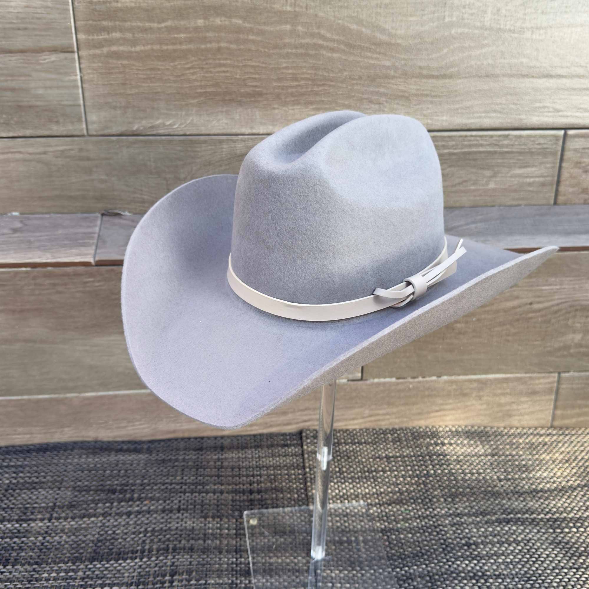 Australian Wool Cattleman Cowboy Hat with Leather Band - Grey