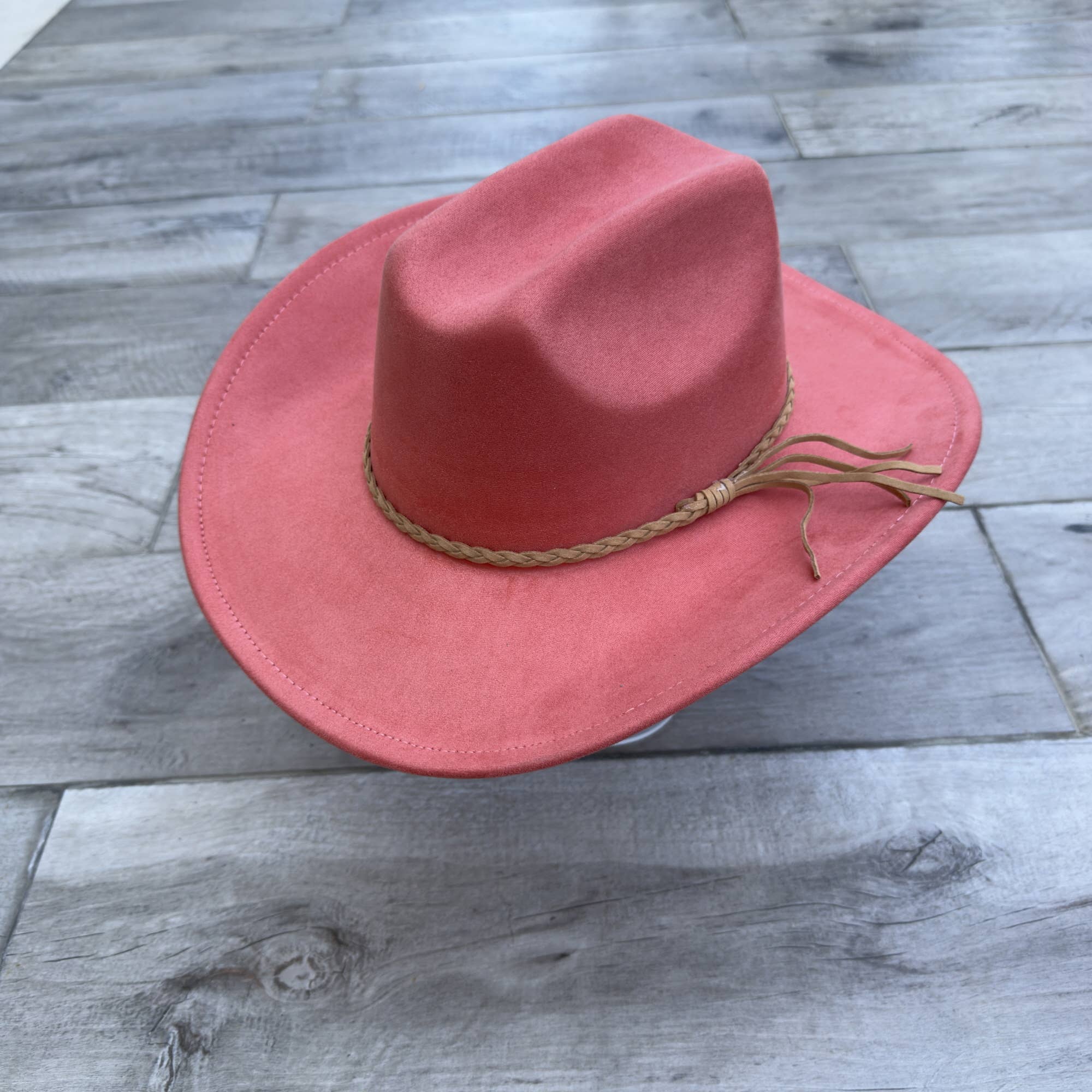 Vegan Suede Cattleman Cowboy Hat with Suede Hat Band