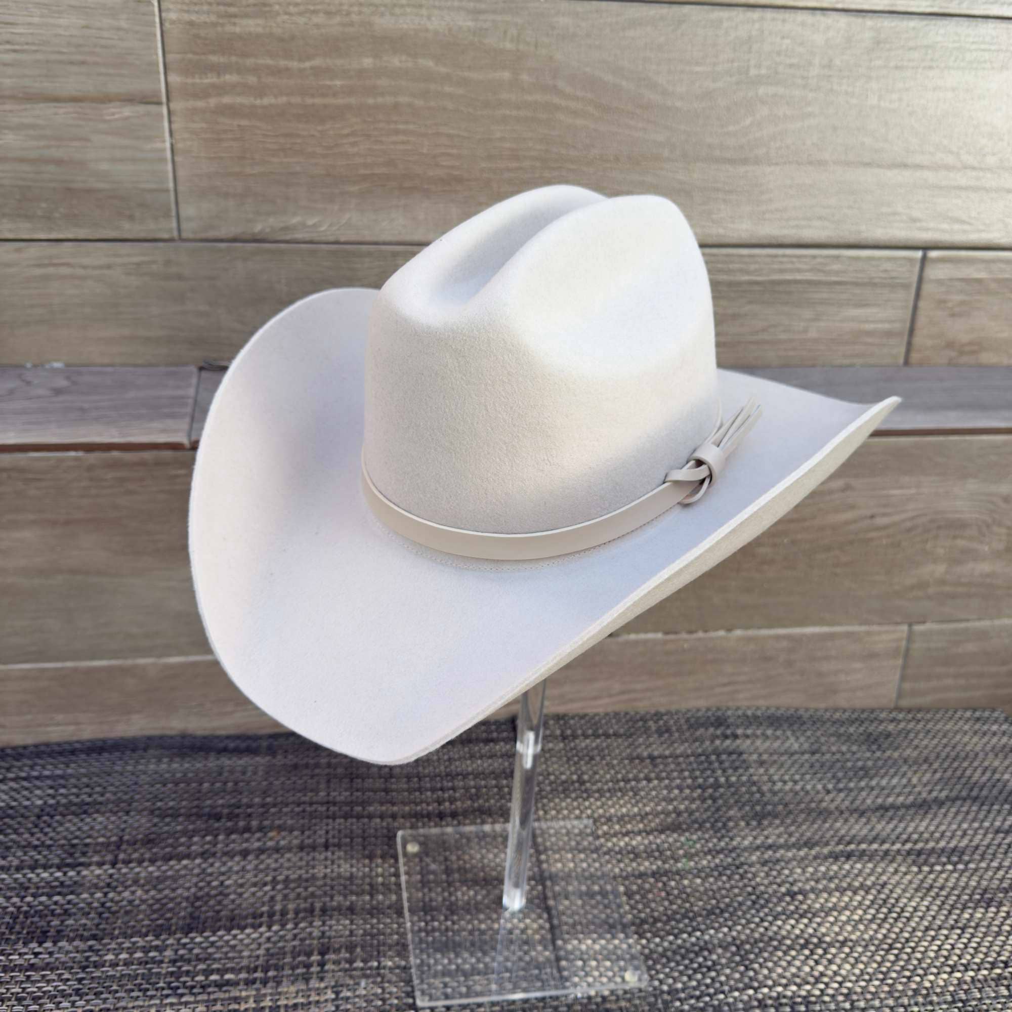 Australian Wool Cattleman Cowboy Hat with Leather Band - Stone