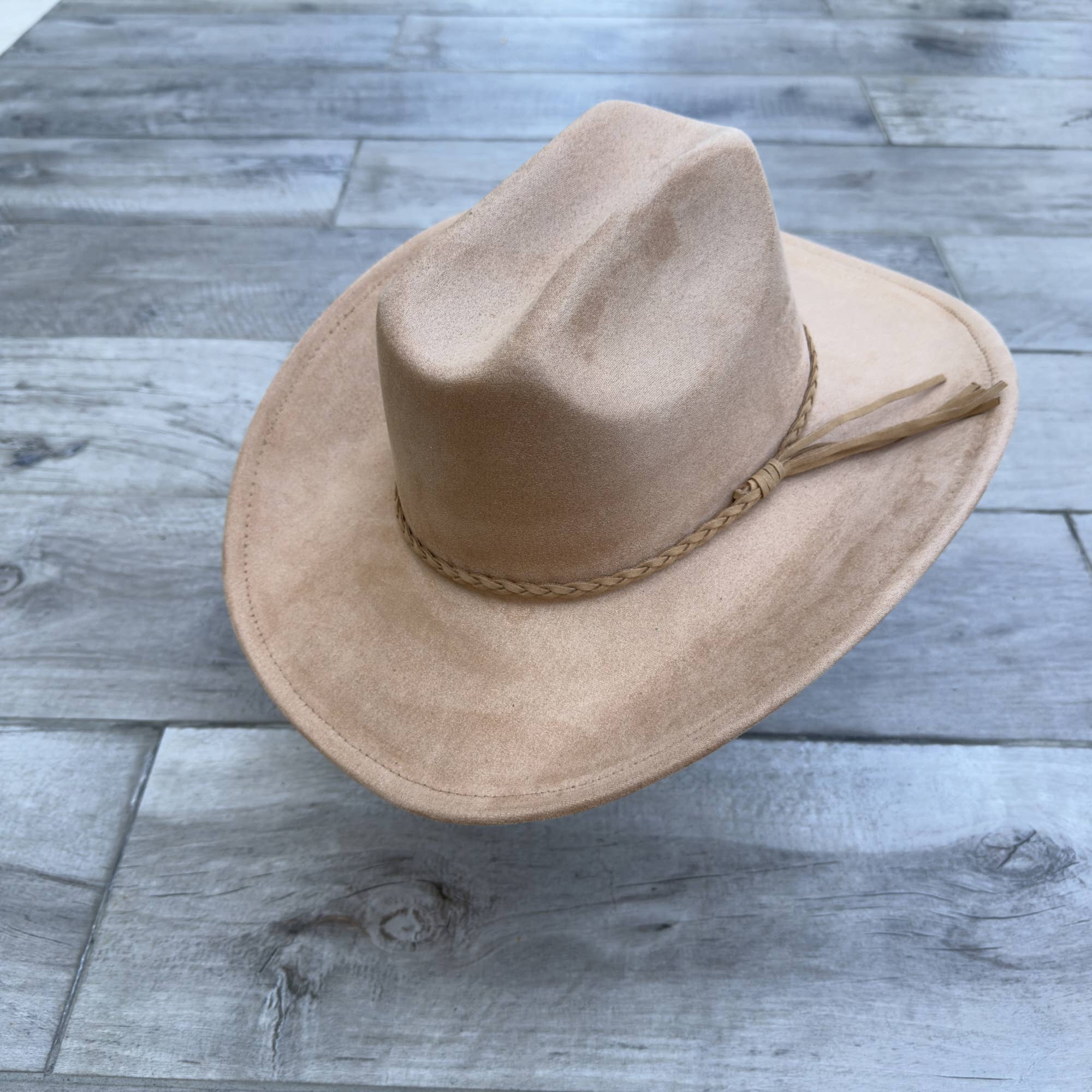 Vegan Suede Cattleman Cowboy Hat with Suede Hat Band