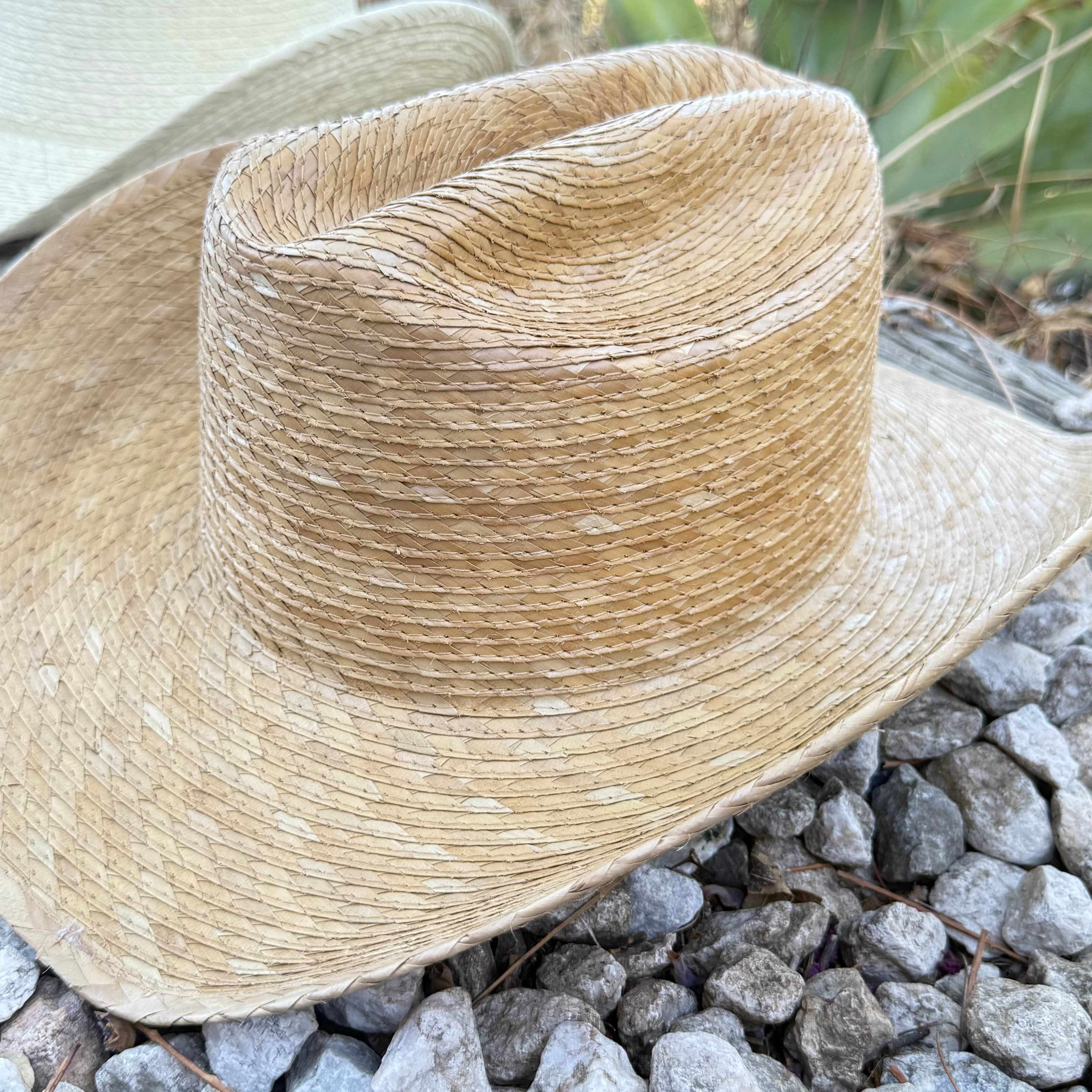 Natural Palm Leaf Cowboy Hat with Braided Band