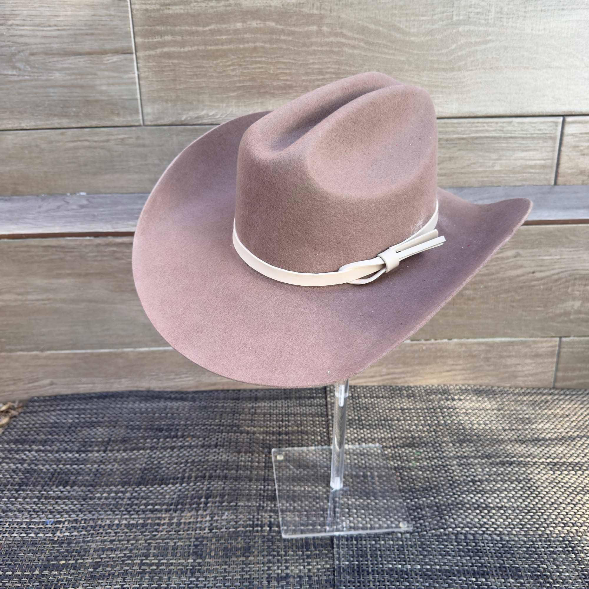 Australian Wool Cattleman Cowboy Hat with Leather Band - Taupe