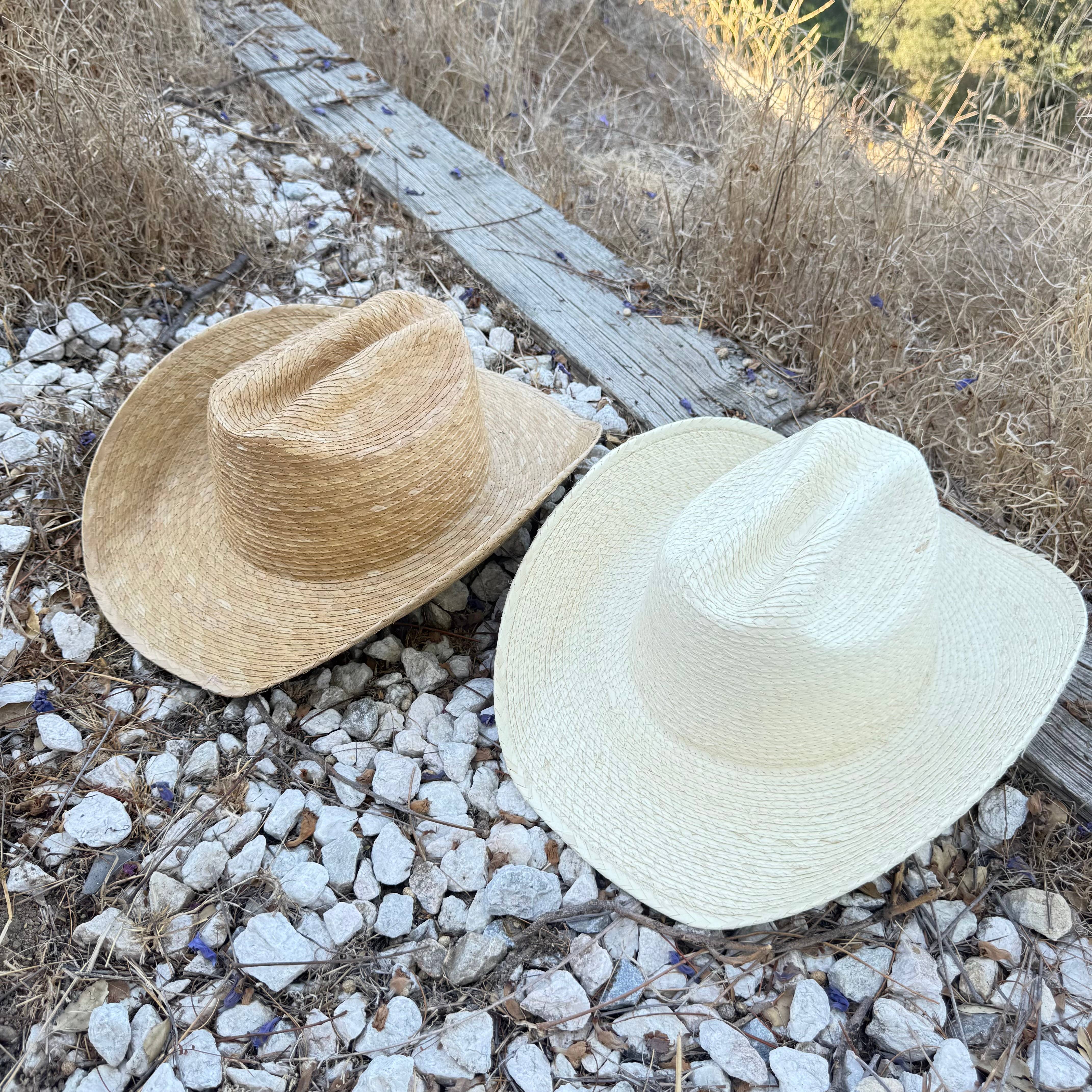 Natural Palm Leaf Cowboy Hat with Braided Band