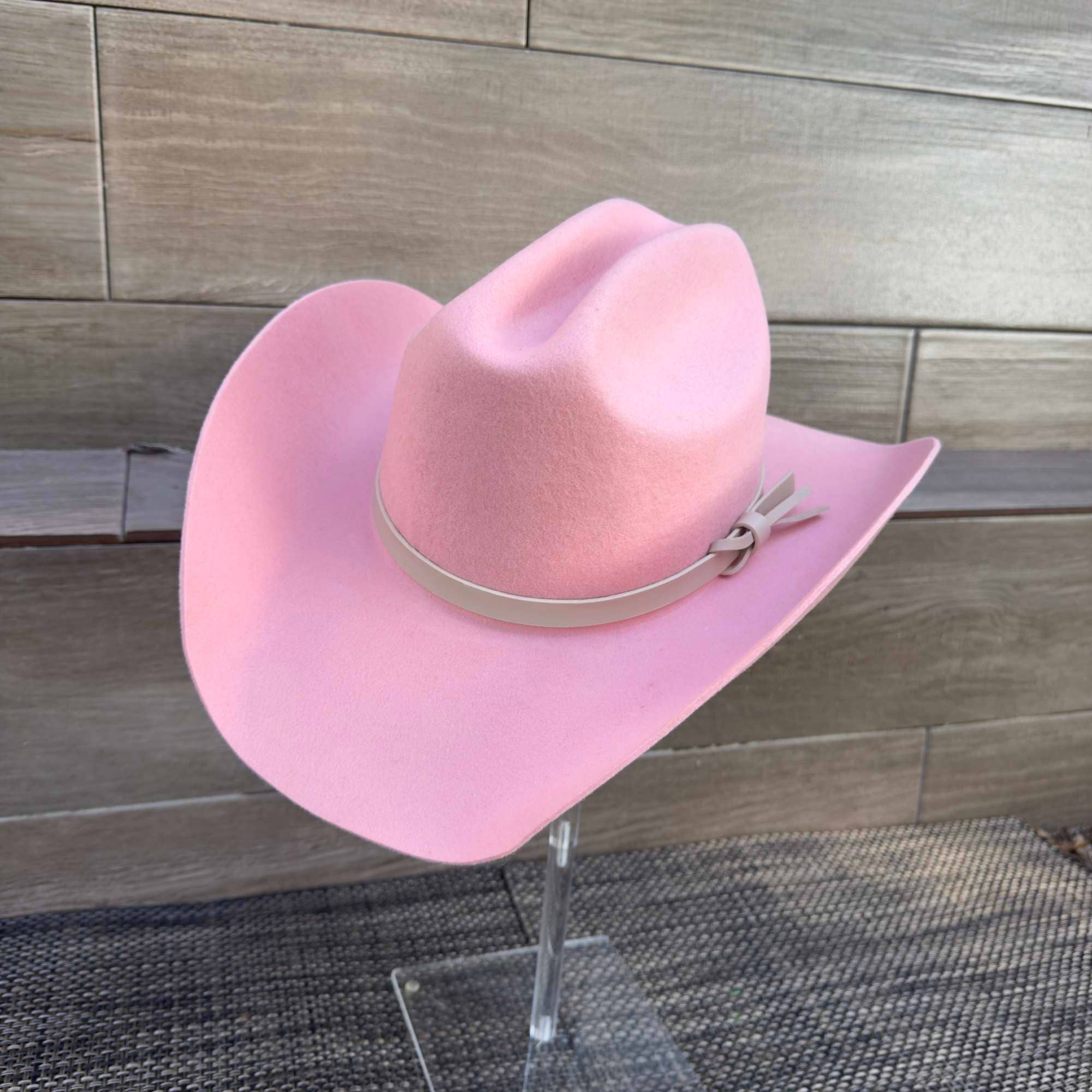 Australian Wool Cattleman Cowboy Hat with Leather Band - Pink