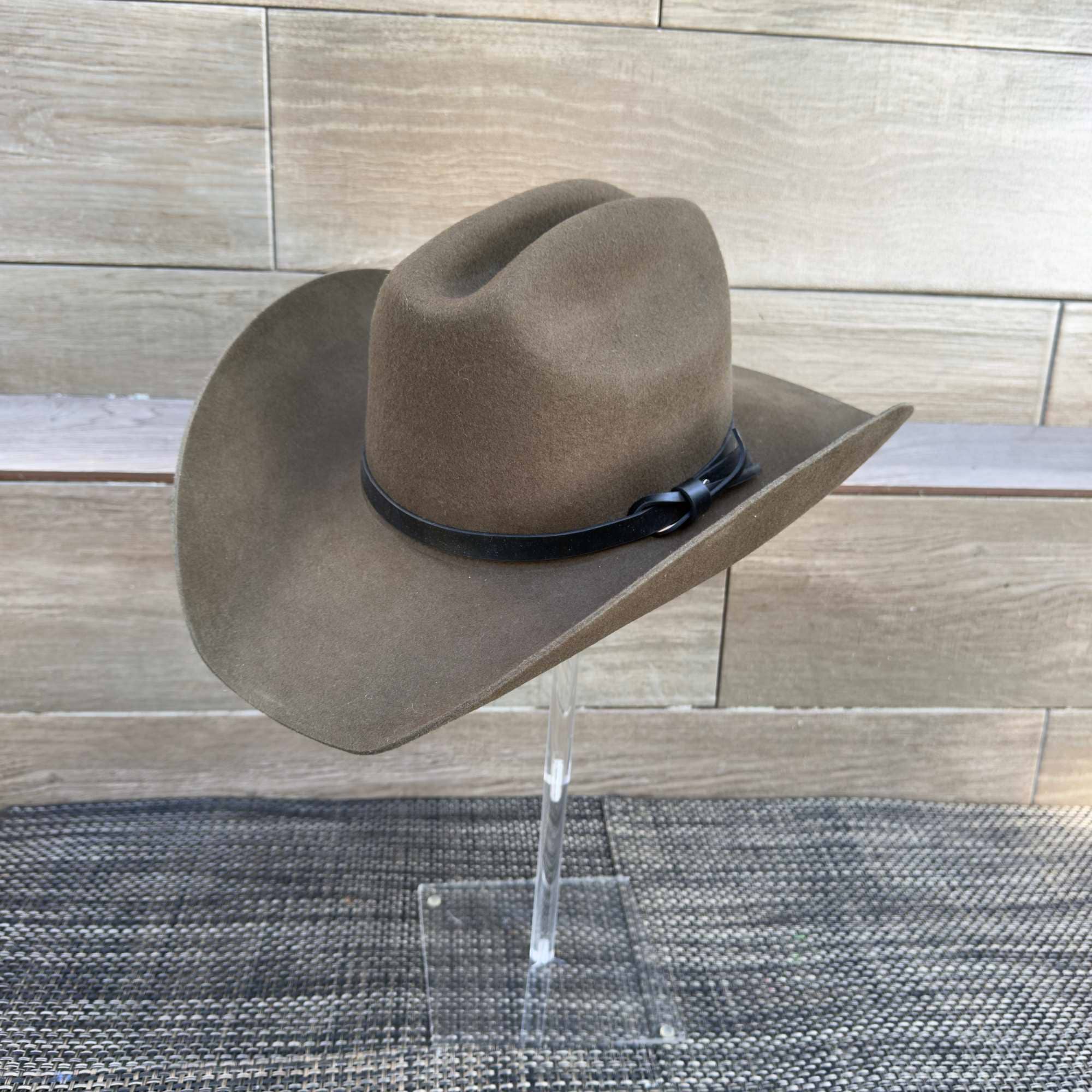 Australian Wool Cattleman Cowboy Hat with Leather Band - Olive