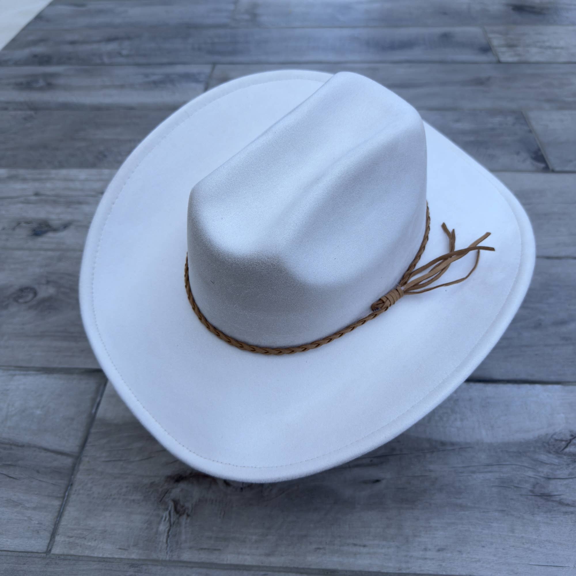 Vegan Suede Cattleman Cowboy Hat with Suede Hat Band