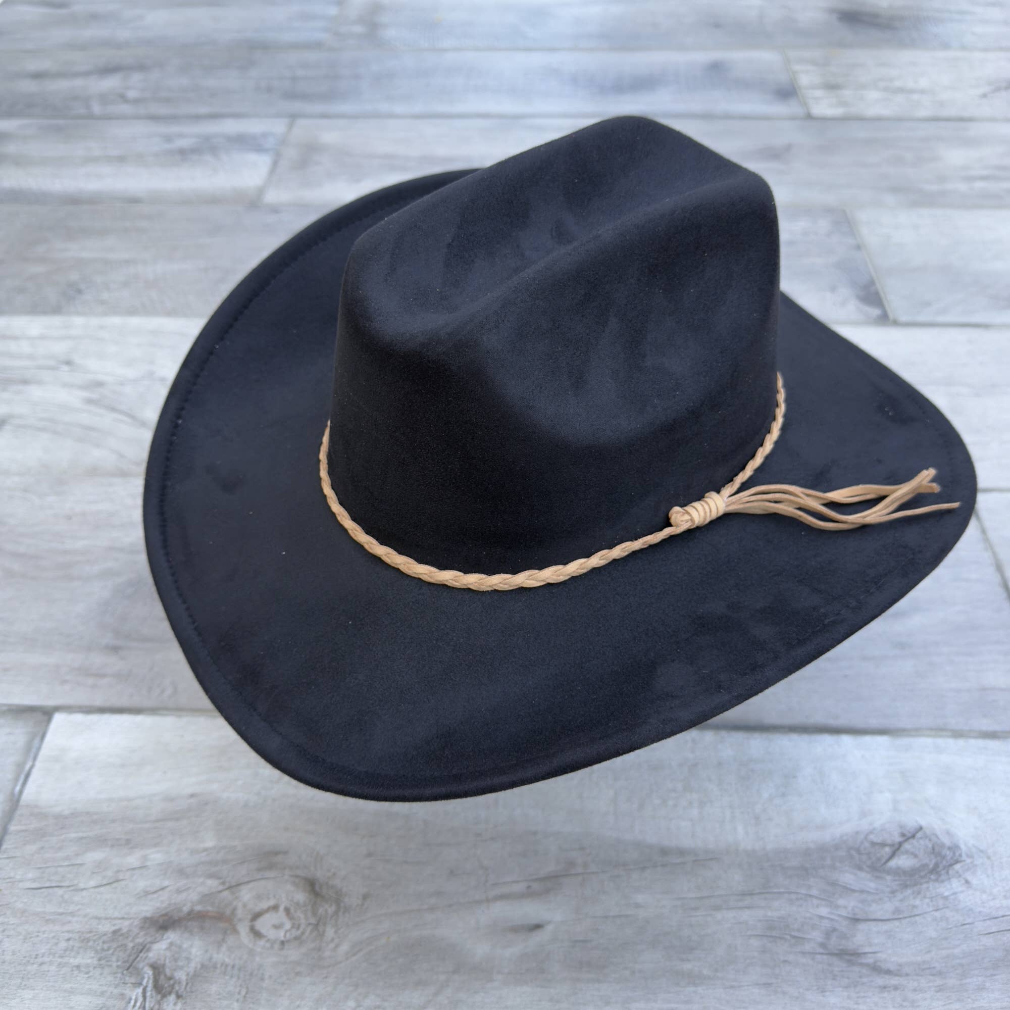 Vegan Suede Cattleman Cowboy Hat with Suede Hat Band