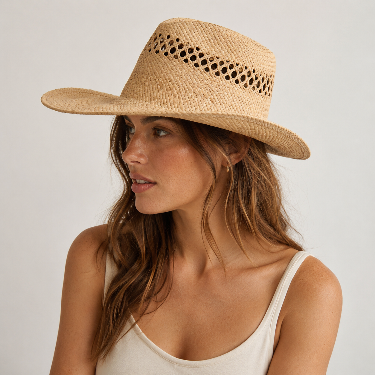 Open Weave Straw Cowboy Hat
