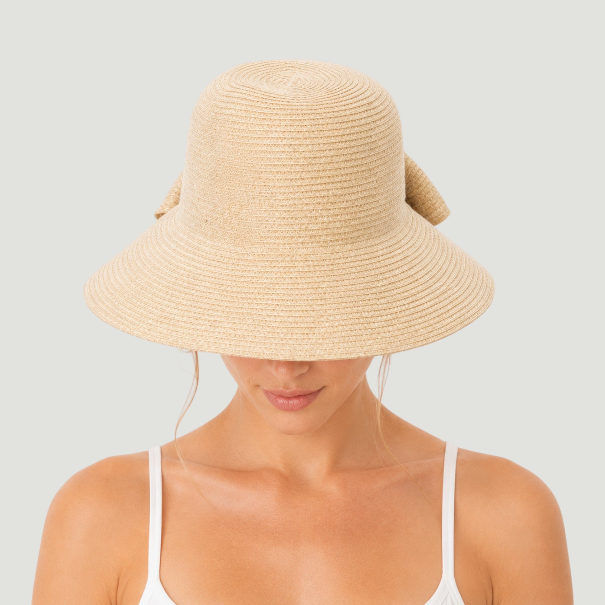 Packable Washable Sun Hat with Split Back Bow