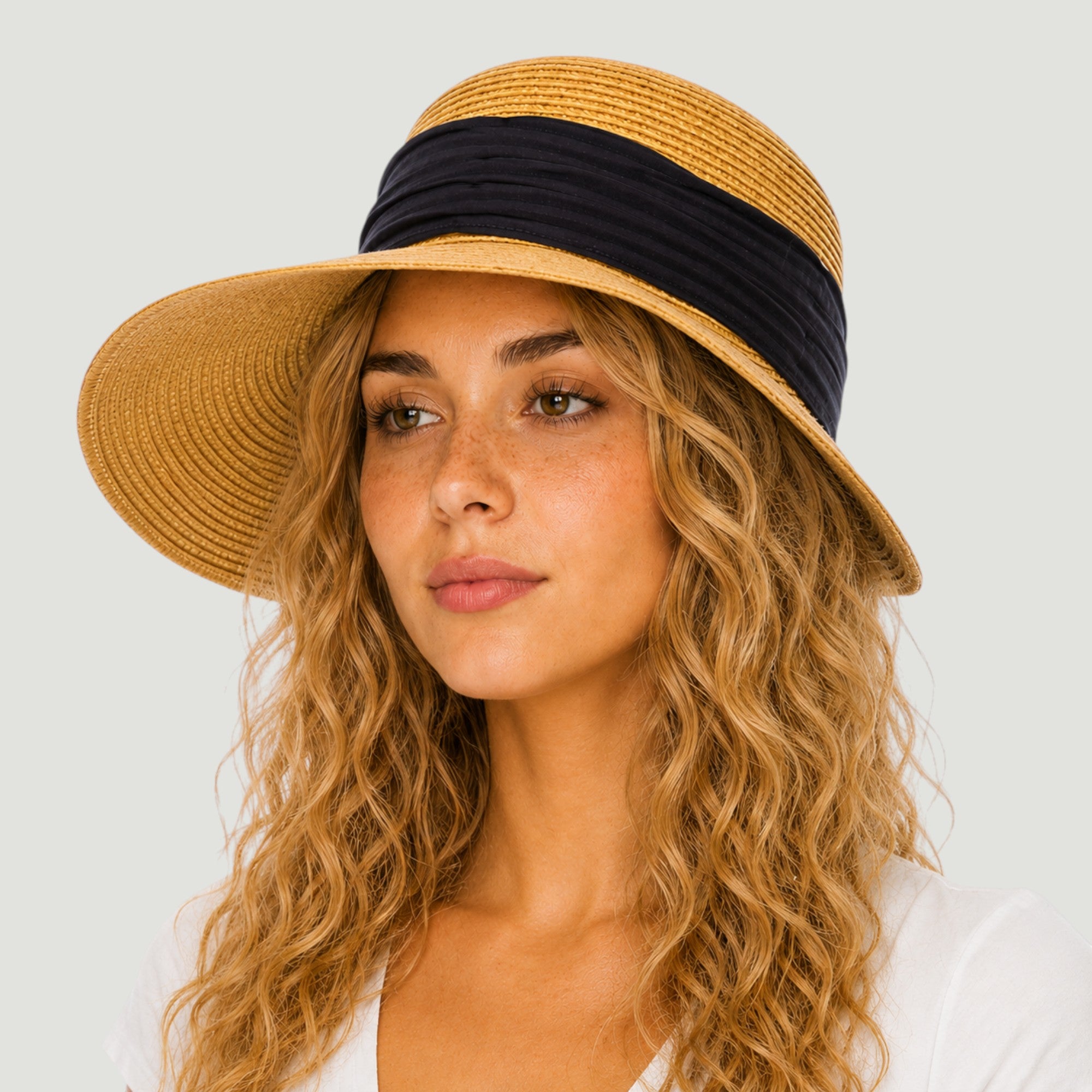 Backless Sun Visor Hat | UPF 50+ | Straw Face Framer | Ribbon Band