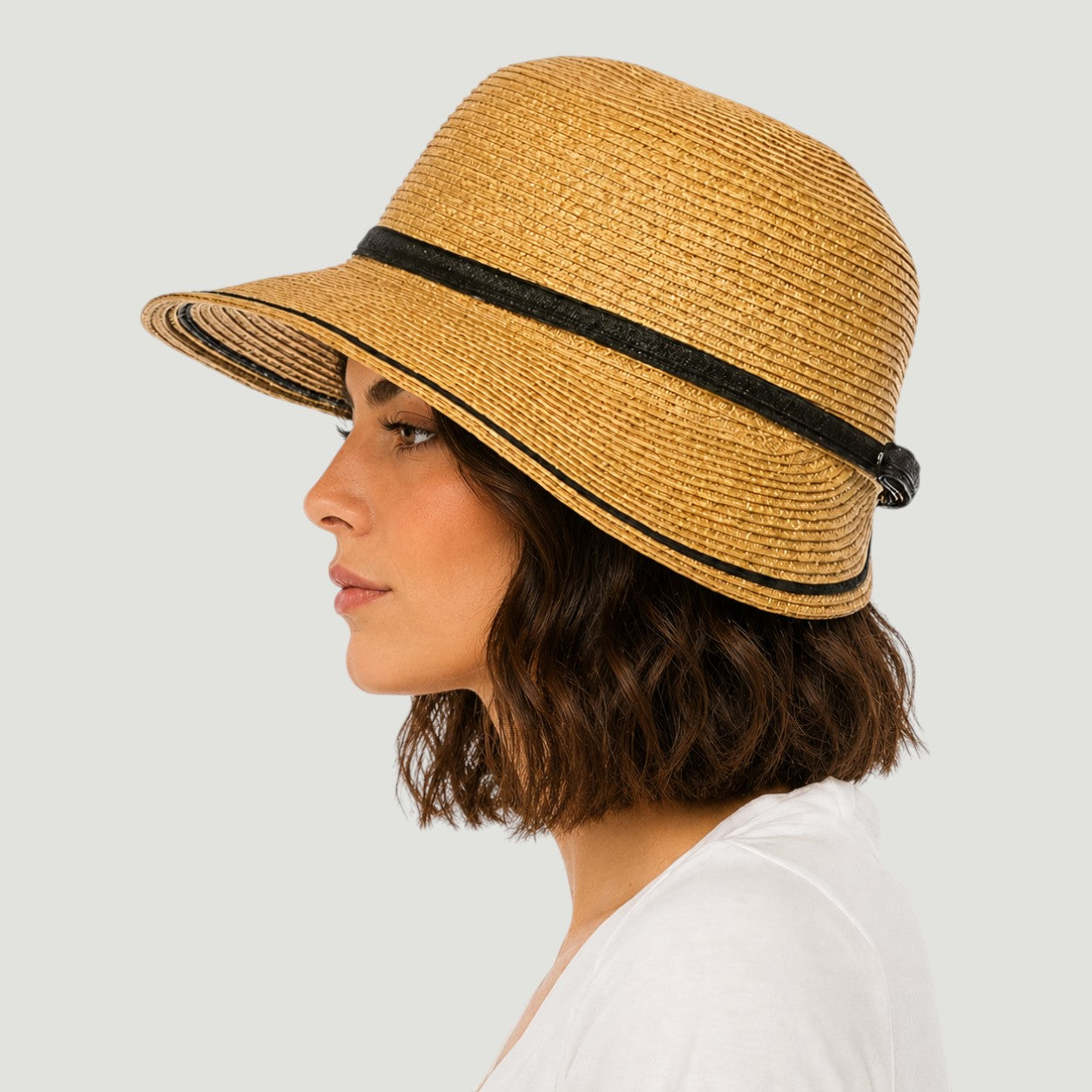 UPF 50+ Backless Straw Sun Hat Wide Brim | Faceframer