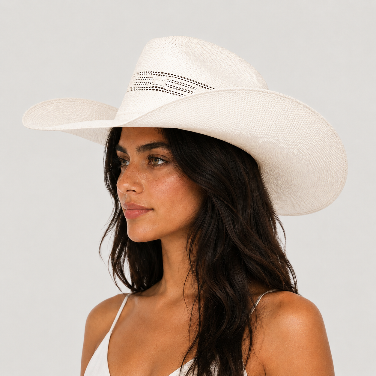 Woven Straw Cowboy Hat | Vented Western Sun Hat for Women | Festival Country Beach Hat | Adjustable Fit