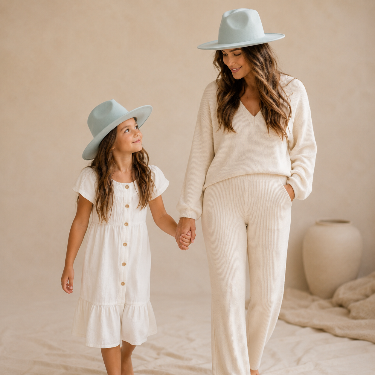 Mommy & Me Wide Brim Rancher Hat Set – 2 Pcs