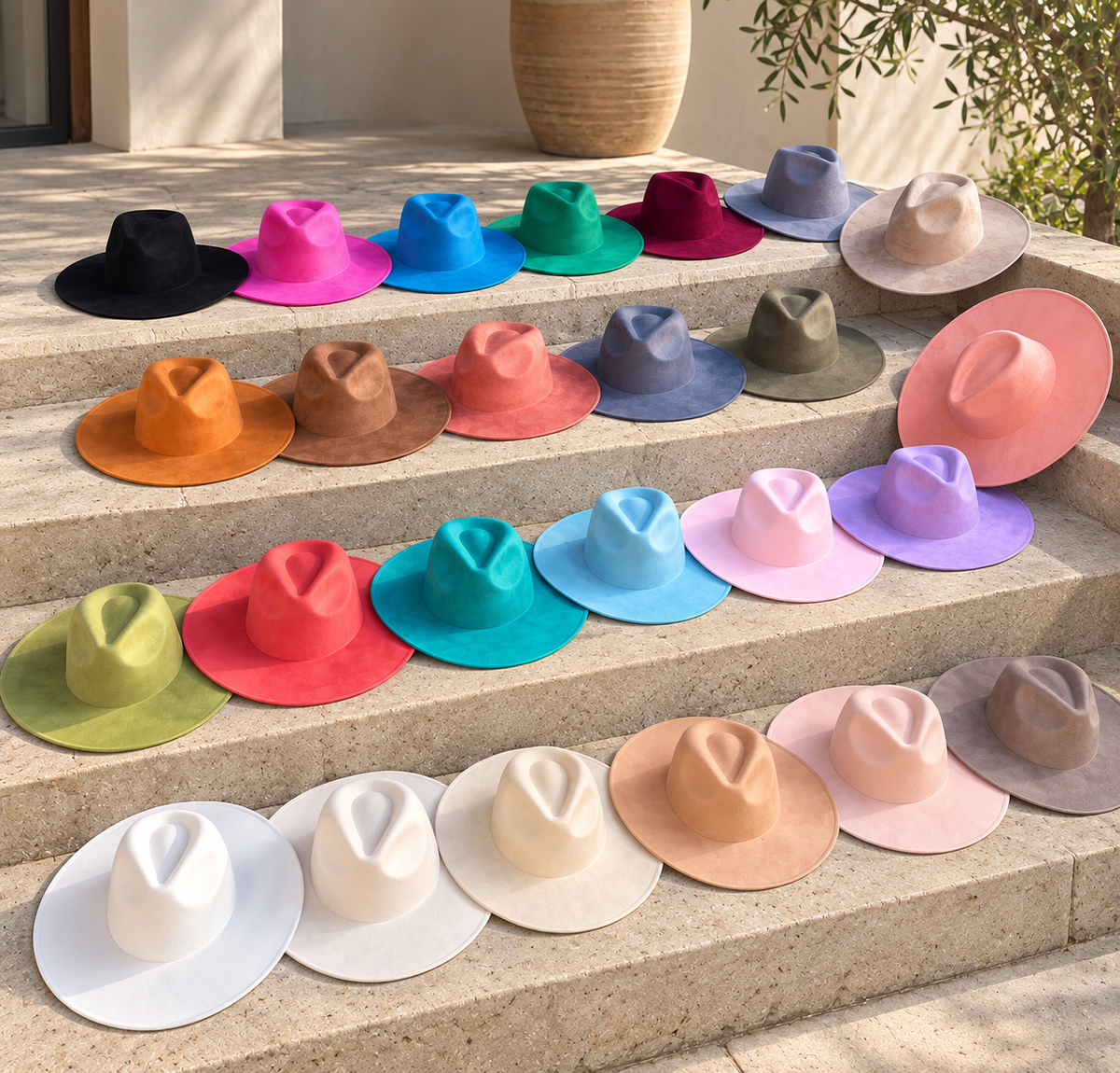 Vegan Suede Fedora Hat