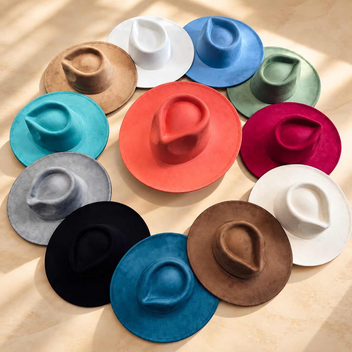 Vegan Suede Wide Brim Rancher Hat