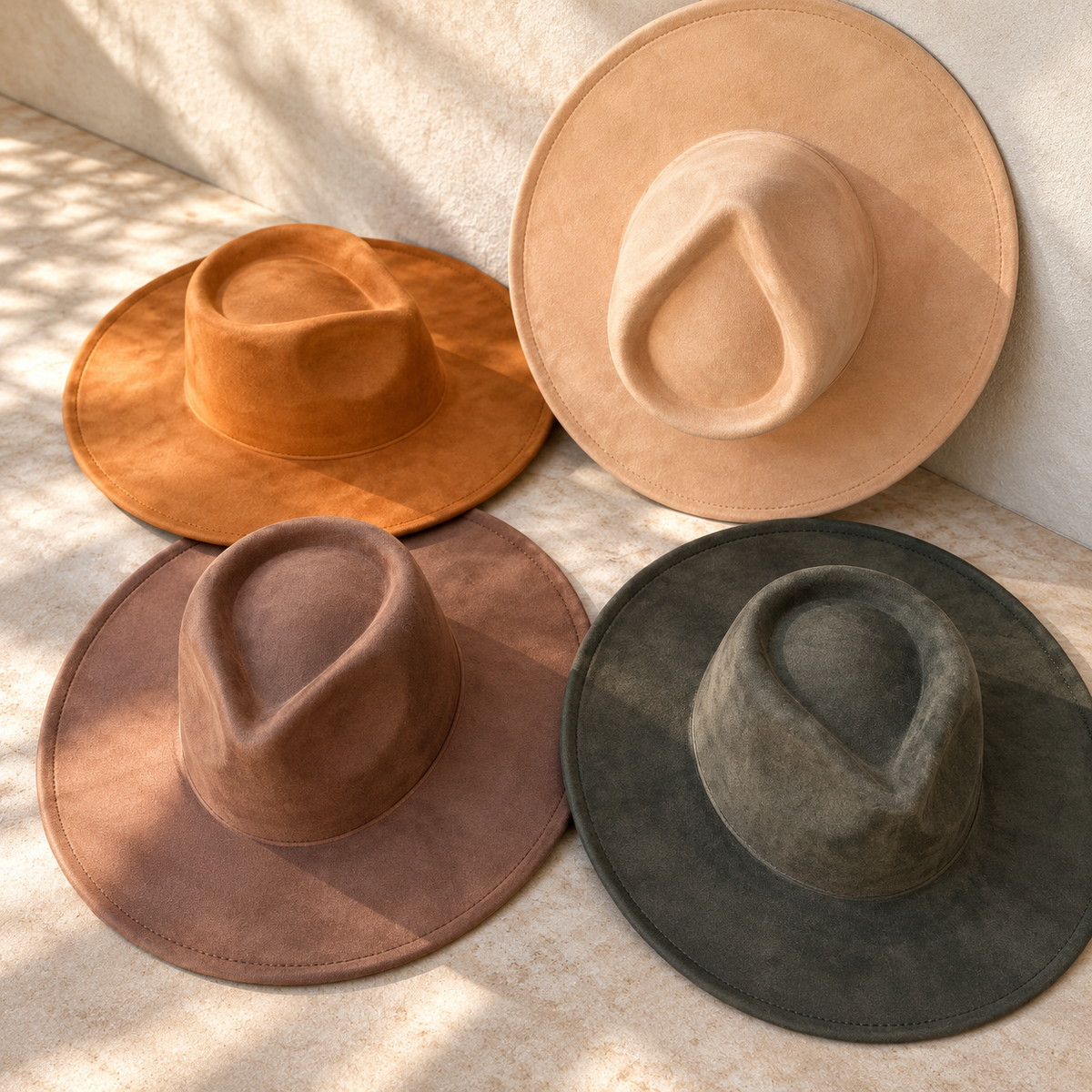 Vegan Suede Wide Brim Rancher Hat