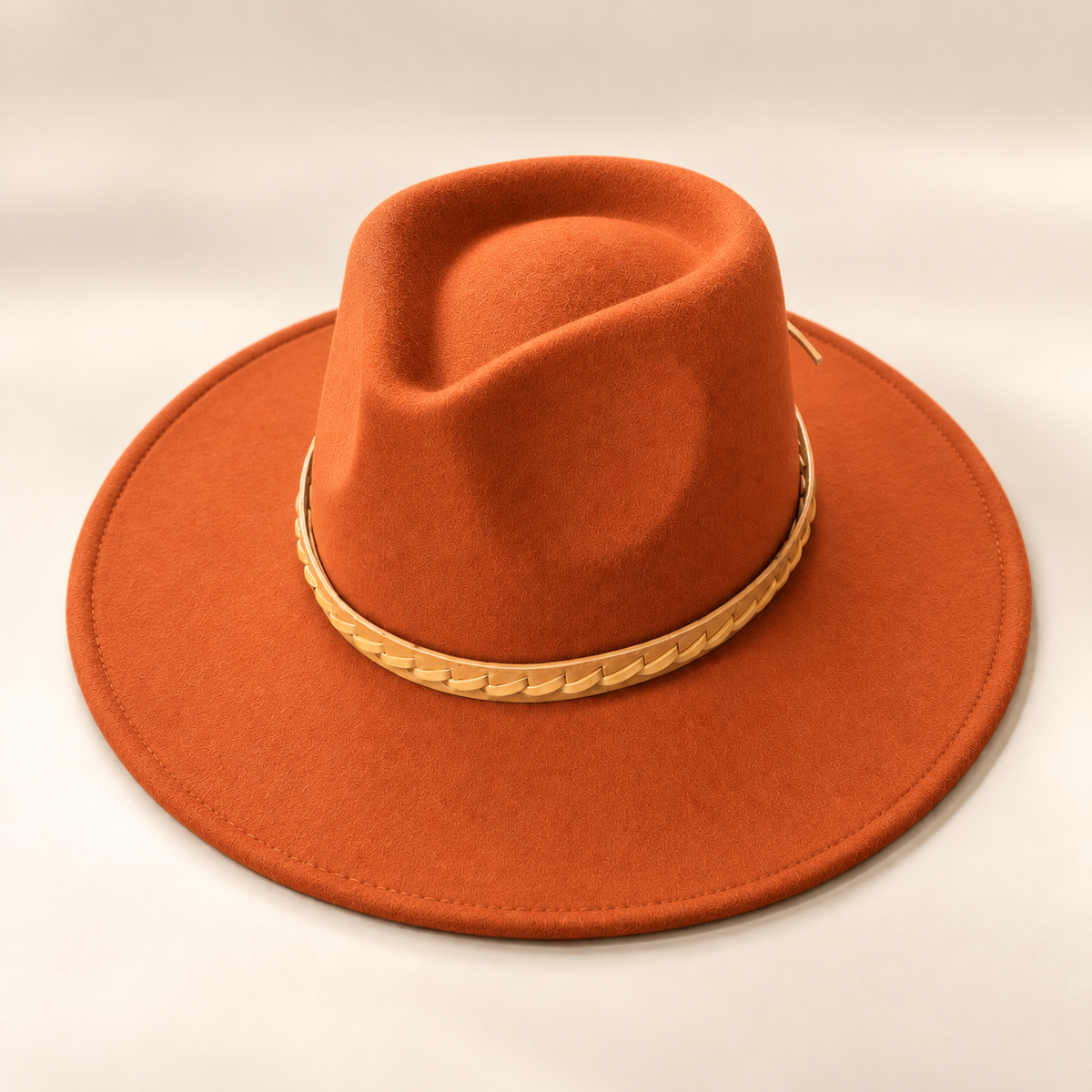 Vegan Felt Rancher Hat w/ Braided Leather Band