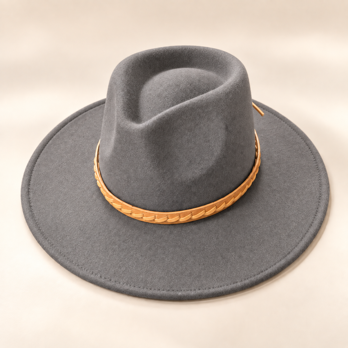 Vegan Felt Rancher Hat w/ Braided Leather Band