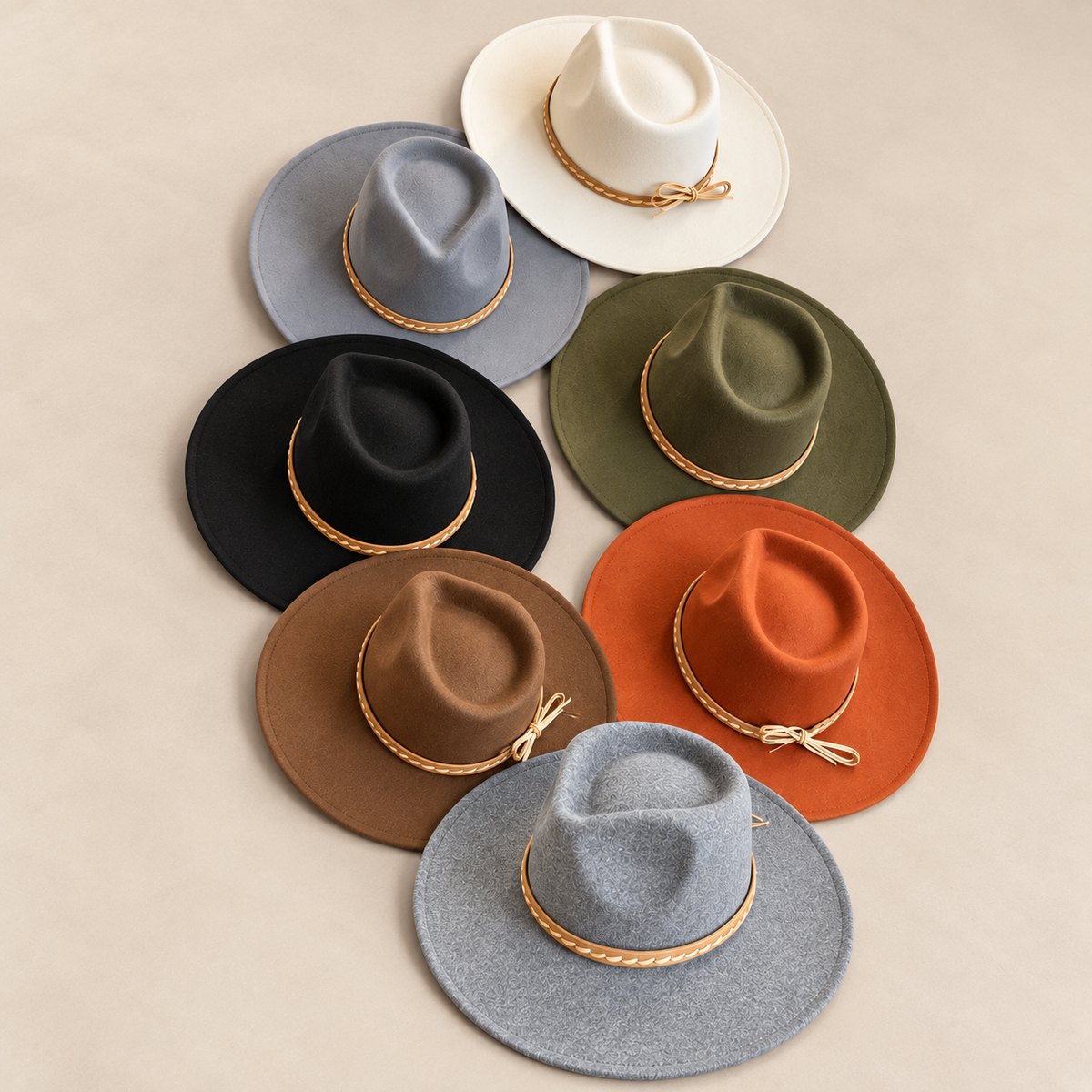 Vegan Felt Rancher Hat w/ Braided Leather Band