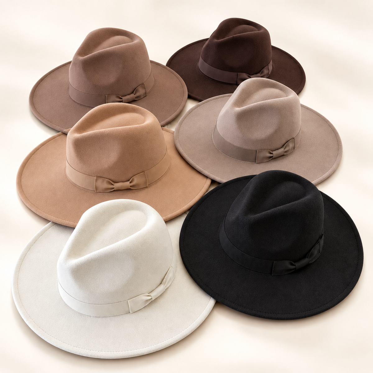 Vegan Felt Flat Brim Rancher Hat with Grosgrain Band