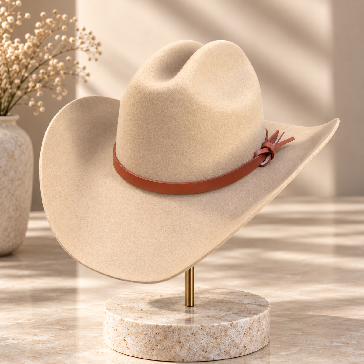 Australian Wool Wide Brim Cattleman Cowboy Hat with Leather Band